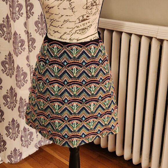 Anthropologie Ollari New York Beaded & Embroidered Skirt, Boho, Unique, Sz L - Picture 2 of 11